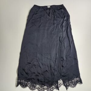 Aerie Black Lace Trim Maxi Skirt - Side Slit - Size Large - 37" Long